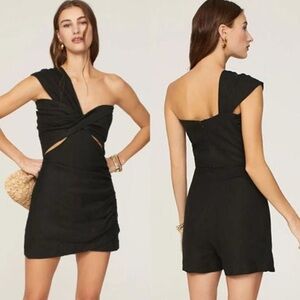 Just BEE Queen Solange Lightweight Pleated Ruched Skirt Romper Black size Med